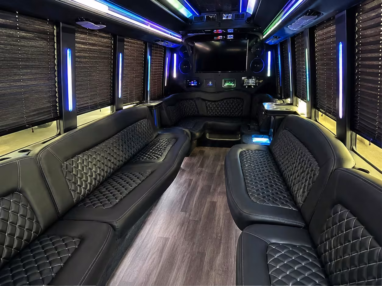 15 passenger party bus inside