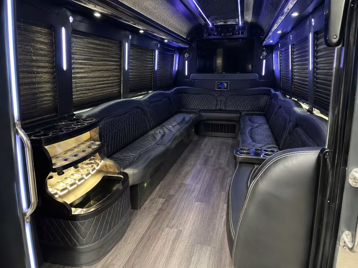 18 passenger party bus interior