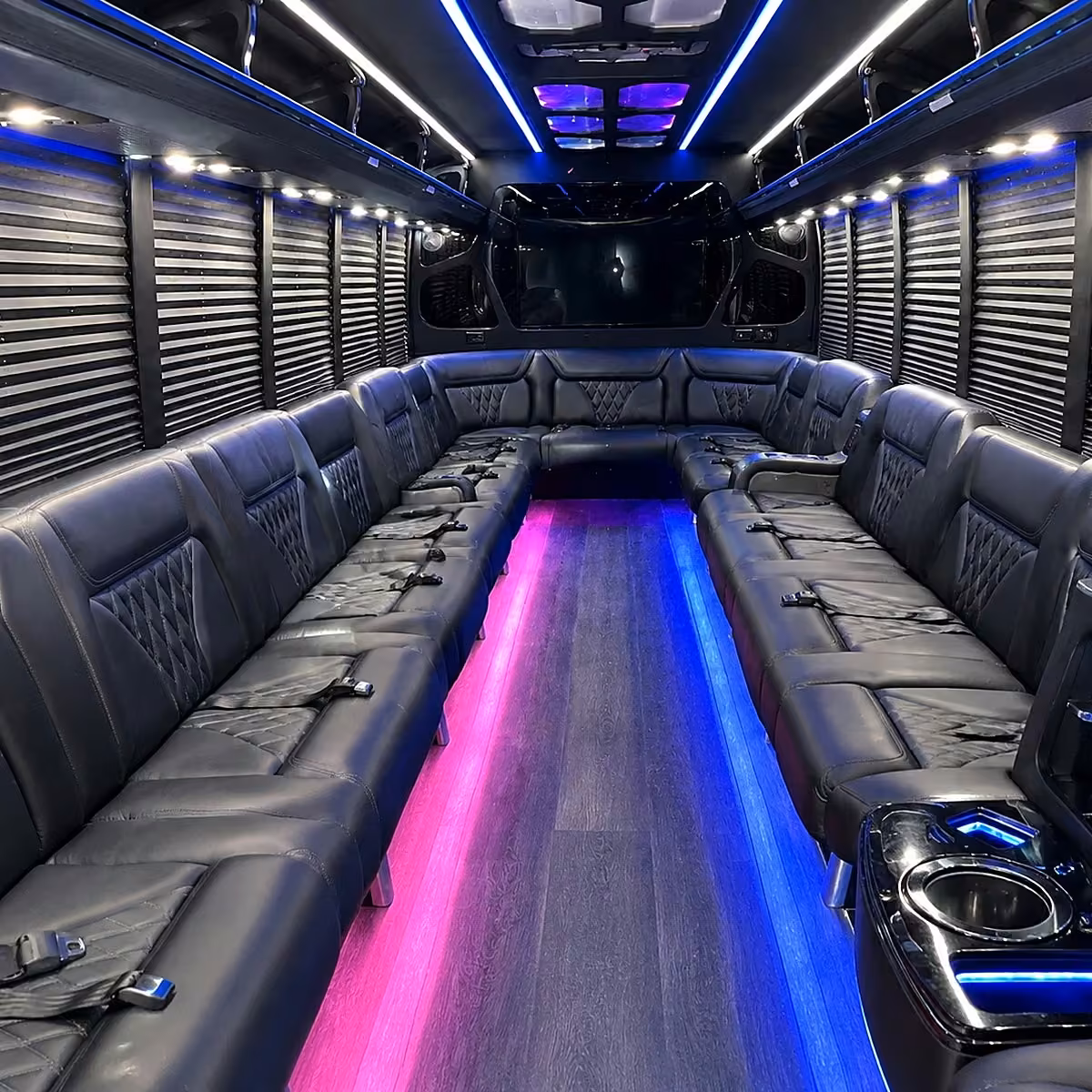 30 passenger party bus inside